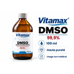 Flacon DMSO-MAX Vitamax diméthylsulfoxyde 99,9 % 100 ml en verre ambré